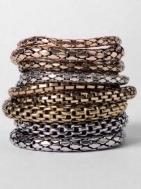 New! Zara x Kate Moss Gold Mixed Metal Bracelet Stack Set (7) NWOT